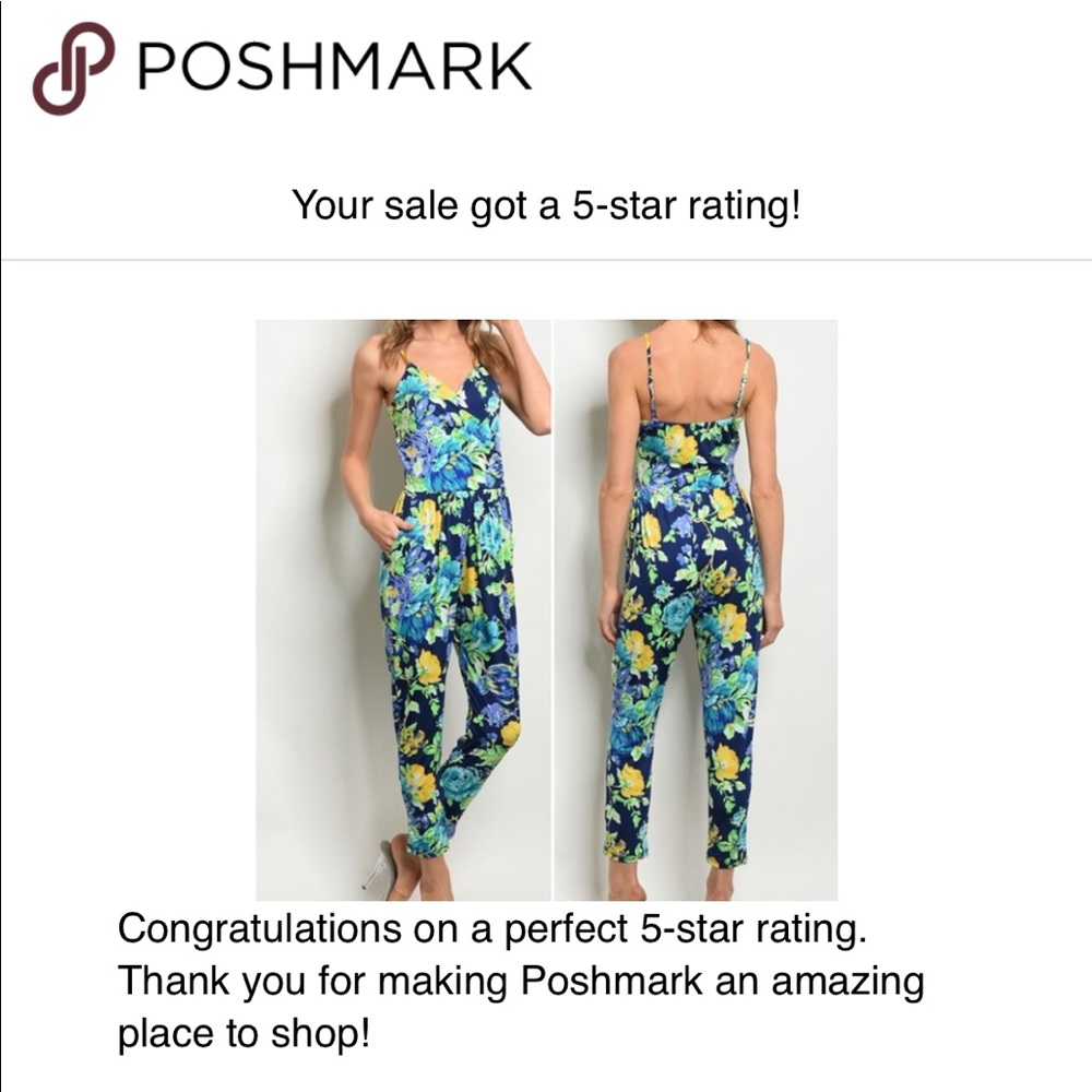 NAVY TROPICAL FLORAL  PRINT JUMPSUIT! - Picture 4 of 4